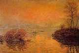 Seine Canvas Paintings - Sunset on the Seine at Lavacourt Winter Effect